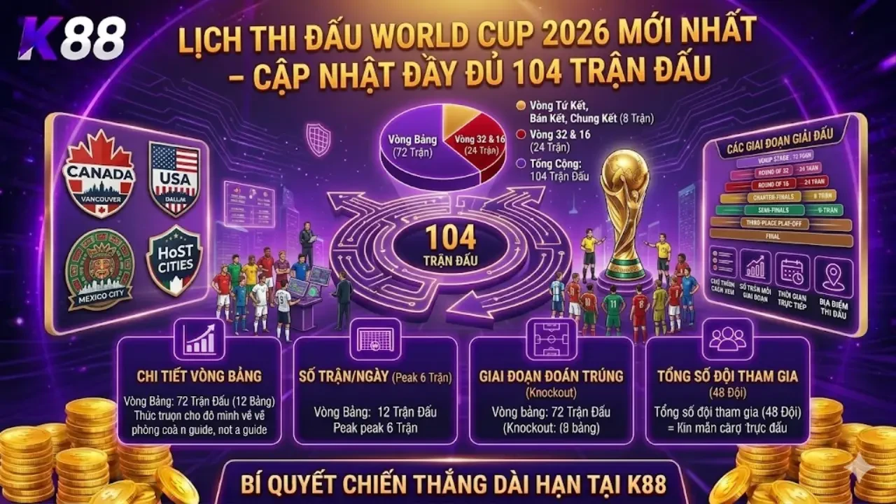 K88 Lịch Thi Đấu World Cup 2026 Mới Nhất – Cập Nhật Đầy Đủ 104 Trận Đấu